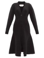 Matchesfashion.com Alexander Mcqueen - Peplum-hem Wool-blend Cardigan Dress - Womens - Black