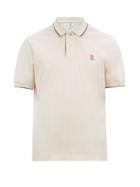 Matchesfashion.com Brunello Cucinelli - Logo Embroidered Cotton Jersey Polo Shirt - Mens - Cream
