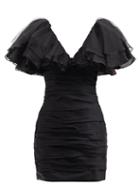 Khaite - Carmen Ruffled Satin Mini Dress - Womens - Black