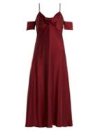 Matchesfashion.com Zimmermann - Draped Cut Out Shoulder Silk Slip Dress - Womens - Burgundy