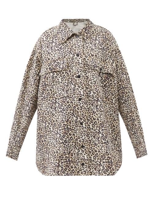 Raey - Leopard-print Organic-cotton Denim Jacket - Womens - Black Multi