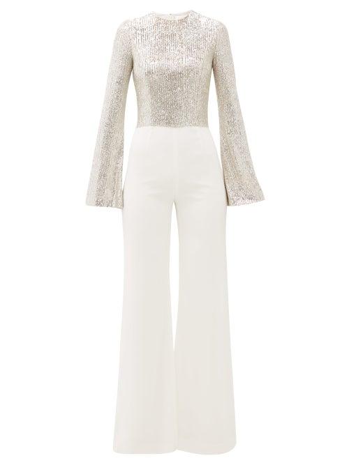 Matchesfashion.com Galvan - Modern Love Sequinned Jumpsuit - Womens - White Gold