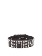 Matchesfashion.com Vetements - Studded-logo Leather Choker - Womens - Crystal