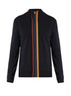 Paul Smith Zip-through Striped-placket Wool Sweater