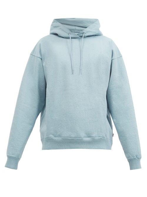 Matchesfashion.com Martine Rose - Logo-print Cotton-jersey Hooded Sweatshirt - Mens - Light Blue