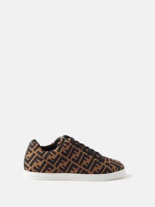 Fendi - Ff-jacquard Trainers - Mens - Brown Black