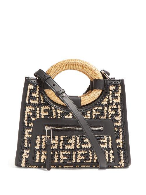 Matchesfashion.com Fendi - Runaway Ff Raffia Tote Bag - Womens - Black Multi