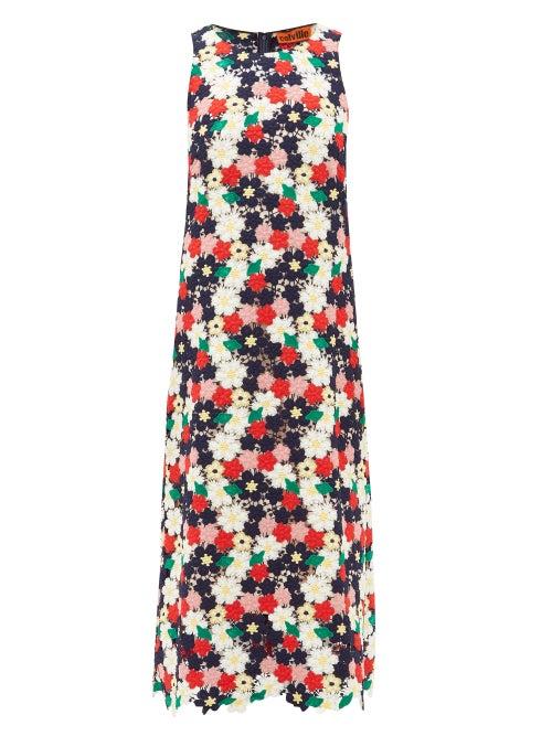 Matchesfashion.com Colville - Floral-crochet Midi Dress - Womens - Multi