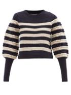 Sea - Reese Striped Popcorn-stitch Merino-wool Sweater - Womens - Navy Stripe