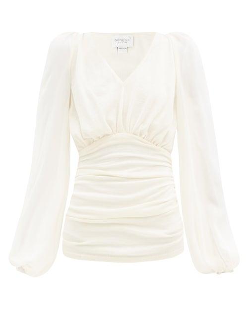 Matchesfashion.com Giambattista Valli - Chiffon-sleeve Cashmere-blend Sweater - Womens - Ivory