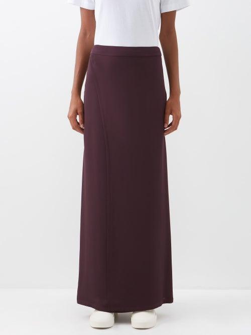Raey - Wrap Split Silk Maxi Skirt - Womens - Burgundy