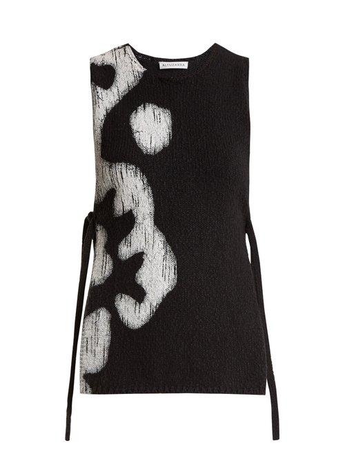 Matchesfashion.com Altuzarra - Louis Floral Print Sleeveless Cotton Top - Womens - Black White