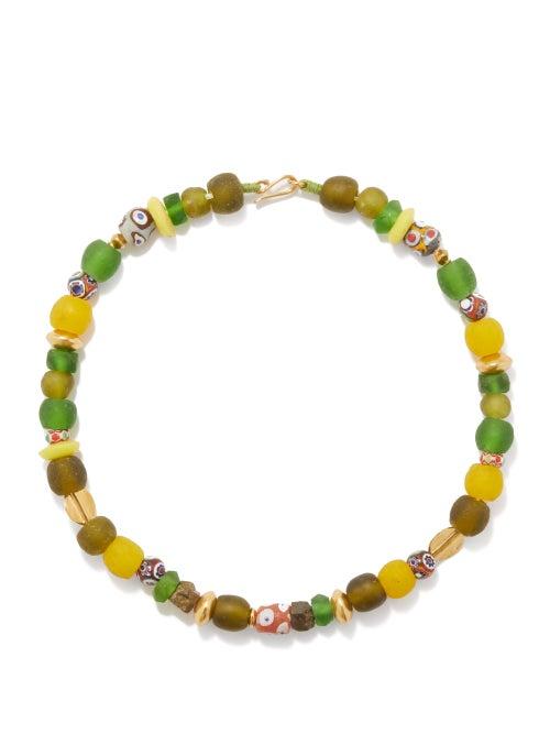 Katerina Makriyianni - Shades Of Green Beaded Necklace - Womens - Green Multi