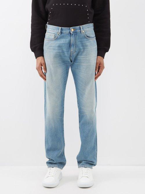 Versace - Medusa Head Slim-leg Jeans - Mens - Light Blue