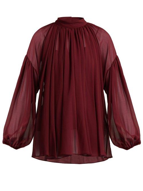 Matchesfashion.com Stella Mccartney - Silk Georgette Blouse - Womens - Burgundy