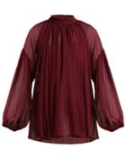 Matchesfashion.com Stella Mccartney - Silk Georgette Blouse - Womens - Burgundy