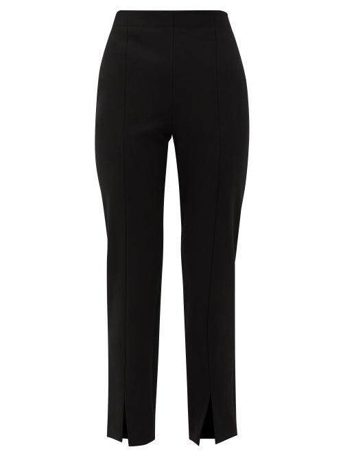 Matchesfashion.com Tibi - Anson Slit-cuff High-rise Crepe Trousers - Womens - Black