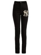 Matchesfashion.com Gucci - Ny Yankees Appliqu Slim Leg Jeans - Womens - Black
