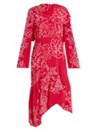 Matchesfashion.com Peter Pilotto - Floral Embroidered Silk Crepe Dress - Womens - Pink Multi