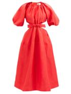 Aje - Mimosa Cutout Cotton Midi Dress - Womens - Red