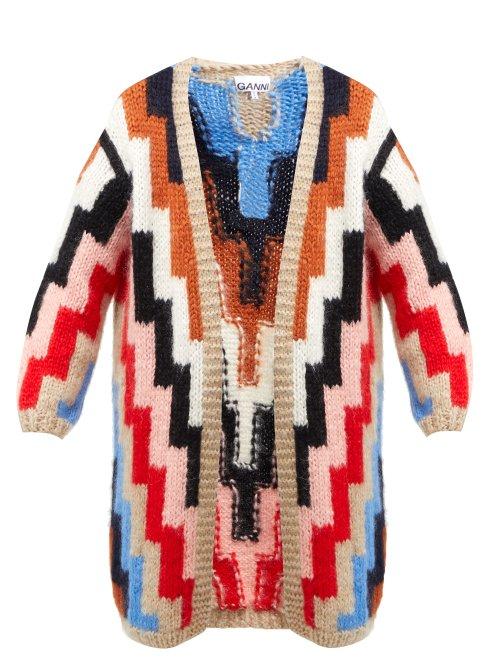 Matchesfashion.com Ganni - Julliard Mohair And Wool Blend Cardigan - Womens - Brown Multi