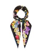 Matchesfashion.com Dolce & Gabbana - Floral Print Silk Twill Scarf - Womens - Black