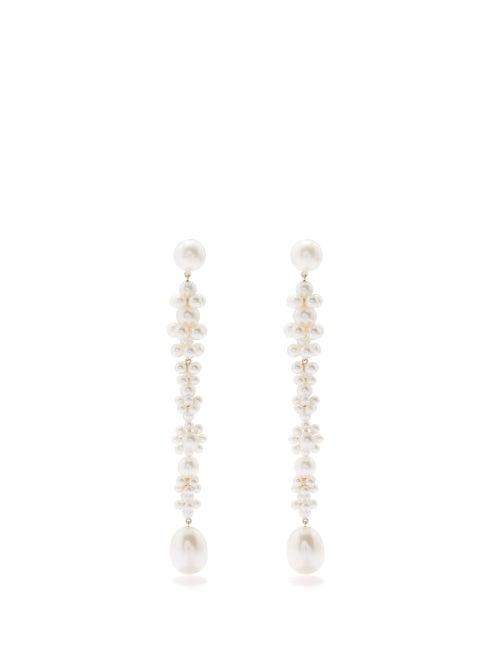Sophie Bille Brahe - Grand Bellis Pearl & 14kt Gold Drop Earrings - Womens - Pearl