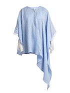 Palmer/harding Ribbon-trim Asymmetric-hem Striped Shirt