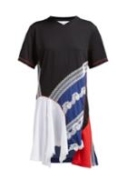 Matchesfashion.com Koch - Asymmetric Panelled Lace Embellished T Shirt Dress - Womens - Black Multi