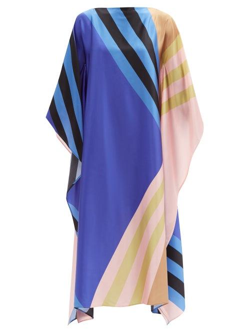 Louisa Parris - Colour-block Printed Silk-satin Dress - Womens - Multi