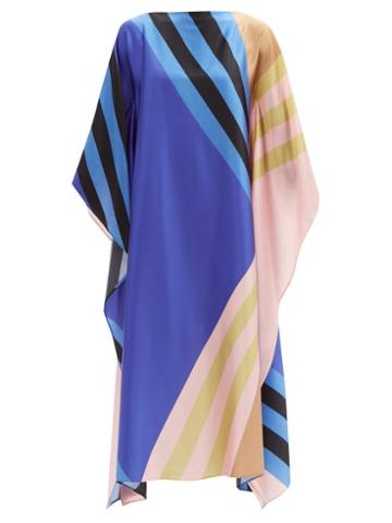 Louisa Parris - Colour-block Printed Silk-satin Dress - Womens - Multi
