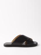 New Standard - Feel Crossover-strap Leather Slides - Mens - Black