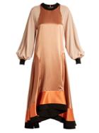 Matchesfashion.com Roksanda - Larmia Round Neck Butterfly Hem Satin Dress - Womens - Brown Multi