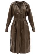 Proenza Schouler - Crochet-seamed Leather Dress - Womens - Dark Brown