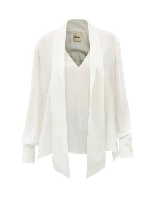 Khaite - Francisco Silk-georgette Blouse - Womens - Ivory