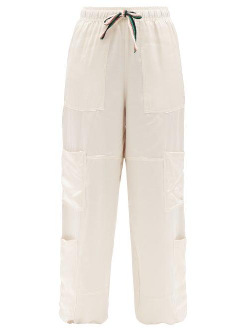 Wales Bonner - Spirit Multi-pocket Satin Trousers - Womens - Ivory