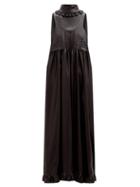 Matchesfashion.com Paco Rabanne - Ruffled Faux-leather Pinafore Dress - Womens - Black