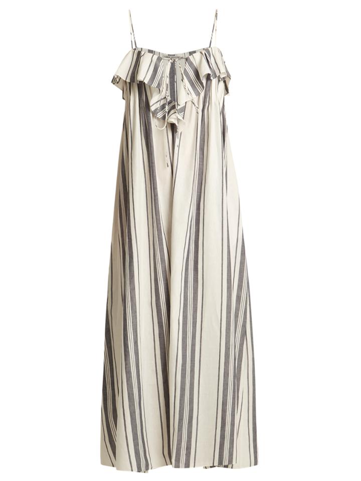 Three Graces London Mirinda Striped Linen And Cotton-blend Dress