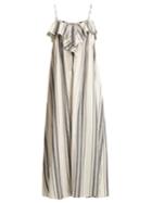 Three Graces London Mirinda Striped Linen And Cotton-blend Dress