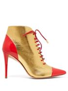 Matchesfashion.com Matty Bovan - X Gina Rodine Leather Ankle Boots - Womens - Gold Multi