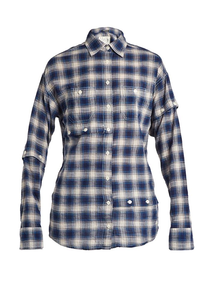 R13 Button-detail Plaid Cotton Shirt