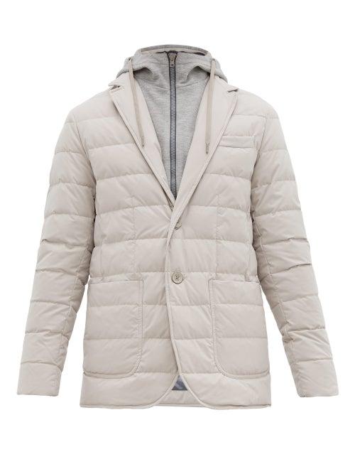 Matchesfashion.com Herno - Single Breasted Quilted Down Jacket - Mens - Beige