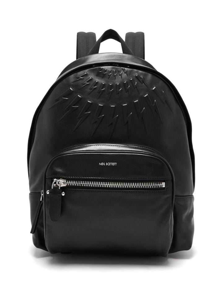Neil Barrett Lightning-bolt Embossed Leather Backpack