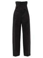 Matchesfashion.com Jacquemus - Novio High-rise Hemp-blend Trousers - Womens - Black