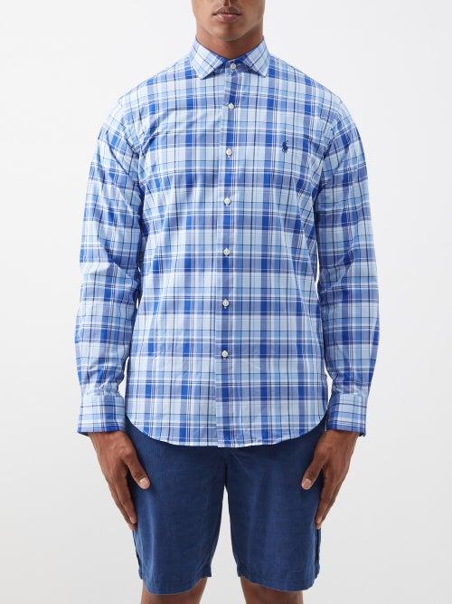 Polo Ralph Lauren - Logo-embroidered Check Cotton-blend Poplin Shirt - Mens - Blue Multi