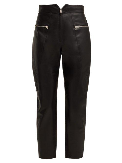 Matchesfashion.com Isabel Marant - Cyril Cropped Leather Trousers - Womens - Black
