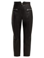 Matchesfashion.com Isabel Marant - Cyril Cropped Leather Trousers - Womens - Black