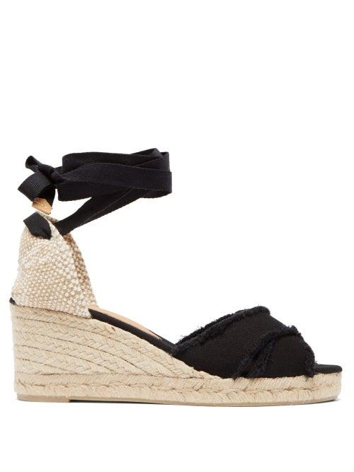 Matchesfashion.com Castaer - Bluma 60 Canvas & Jute Platform Espadrilles - Womens - Black