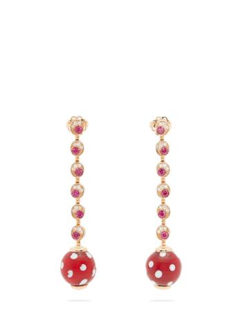 Francesca Villa Pois Pois Diamond And Ruby Rose-gold Earrings
