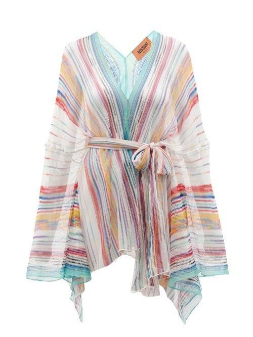 Missoni Mare - Belted Wide-sleeve Striped Knit Cover Up - Womens - Multi Stripe